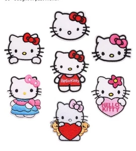 New 7pc Hello Kitty Embroidered Iron On Patches - Picture 1 of 11