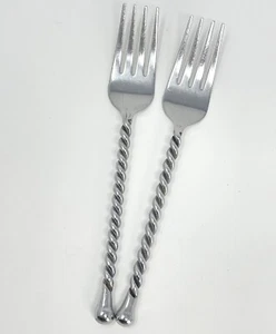 Hampton Karussell Salatgabeln gedreht Edelstahl Besteck 7 3/8" 2er Set - Bild 1 von 4