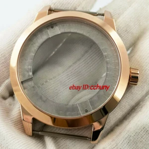 41mm Zafiro Transparente Oro Rosa Reloj Estuche Ajuste ETA2836 Miyota 8215 821A - Imagen 1 de 6