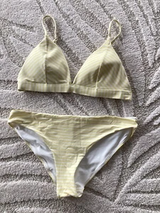 h m Damen Bikini Gelb Weiß Gestreift Ca. Größe 40 A/B Gebraucht - Bild 1 von 2