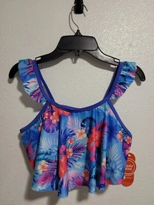 NWT WONDER NATION Girls's Bikini Top Sleeveless Round Neck Floral Print.Size XL - Picture 1 of 11