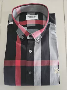 MEN'S BURBERRY SIZE L LONG SLEEVE HIGH QUALITY BLACK SHIRT - Picture 1 of 7