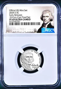 2024 S Proof 5C Nickel 10-clad-coin-set Version NGC PF69 ULTRA CAMEO ER - Picture 1 of 2