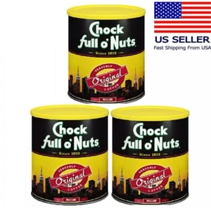 Chock full o'Nuts Heavenly Coffee  Ground , Original Blend (48 oz.) -3 packs - Picture 1 of 5