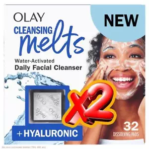 2 PACK!!!! Olay Face Cleansing Melts with Hyaluronic Acid - 32ct - Picture 1 of 1