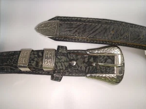 Vaquera NOCONA 32" Cuero GRIS/NEGRO HEBILLA PLATEADA Herrajes Hechos en TEXAS, EE. UU. - Imagen 1 de 10
