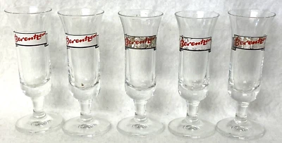 VINTAGE CORDIAL GLASSES,FIVE LOT,5,2cl,CENTILITER,RA RASTAL,GERMANY,BERENTZEN,OZ - Image 1 of 3