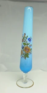 Vintage Price Creation Carolina blaue Blumen Röhre Knospe Vase Goldrand 12" - Bild 1 von 10