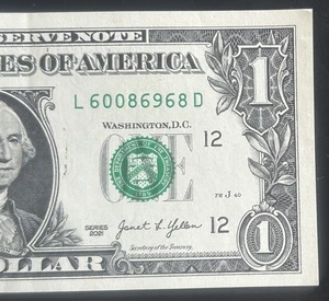 (FLIPPER!) $1 Flipper Fancy Serial Number L60086968D Series 2021 - Picture 1 of 4
