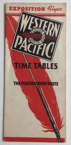 1944? Volantino Esposizione Western Pacific Railroad Orari Piuma Fiume Route - Foto 1 di 7
