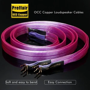 HiFi OCC Silver plated Speaker Cable Flat Single Wire Gold-plated Banana Plug - Picture 1 of 9