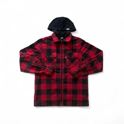 Vintage Y2K DGK Flannel Hoodie Skater Graphic Embroidered Men’s Size Small - Image 1 of 4