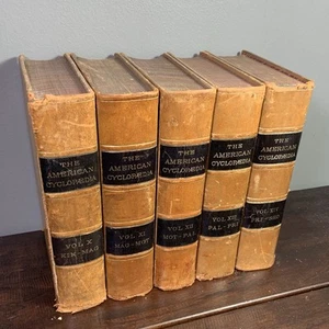 1883 American Cyclopaedia Vol 10-14 Leather Antique Encyclopedia Partial Set - Bild 1 von 20