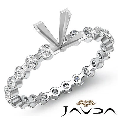 Princess Semi Mount Fine Diamond Engagement Bar Set Ring 14k White Gold 0.4 Ctw - Image 1 of 3