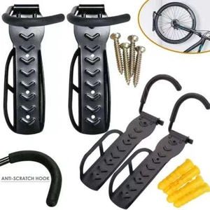 1-4 Bike Storage Wall Mounted Hook Bicycle Rack Hanger Holder Garage Steel Stand - Picture 1 of 20