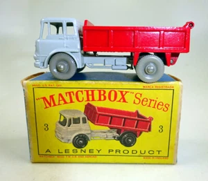 Matchbox No. 3B Bedford Tipper grey / light red rare grey wheels mint/boxed - Picture 1 of 12