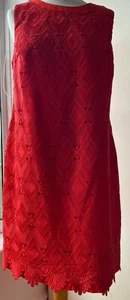 Debenhams the Collection linen blend red geometric lace design dress size 14 - Picture 1 of 15