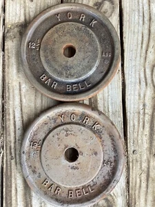 Vintage 2 York Barbell 12.5LB 12 1/2 LB Standard Weight Plates 1 of 2 Listings - Picture 1 of 4