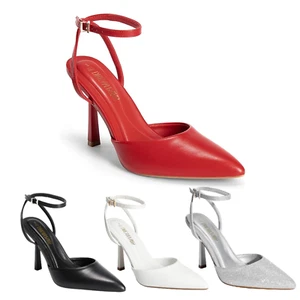 Women Slingback Stilettos High Heel Ankle Strap Pointed Toe Dress Pump Shoes - Picture 1 of 26