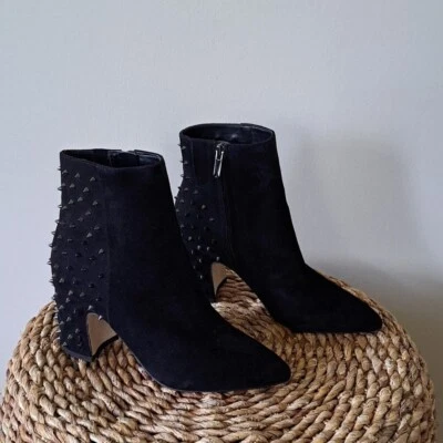 NWOT Sam Edelman Womens Heath Black Suede Ankle Booties Metal Studs Zip S-6 - Image 1 of 4