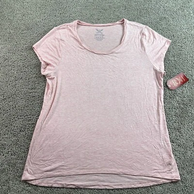 NUEVA Camisa Gloria Desteñida Mujer Extra Grande Rosa Melocotón Susurro Cuerda Cuello Camiseta Damas Foto 1 de 4