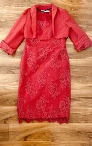 Linea Raffaelli 2 piece wedding special occassion lace pink dress and jacket, 12 - Picture 1 of 11