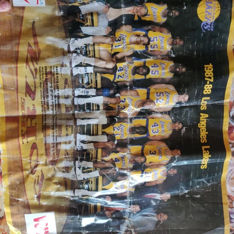 Vintage LA Lakers 1987-88 NBA Champs Poster: Magic, Kareem, Worthy + Pat Riley Cover