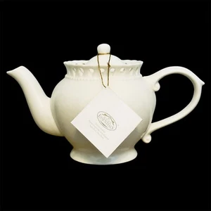 New I. GODINGER & Co. Victoria Ceramic TEAPOT Cream Lace Crown Royalty - Picture 1 of 13