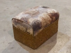 Nail Trim Faux Suede Deer Bear Tapestry Rustic Country Cube Footstool Ottoman  - Picture 1 of 17