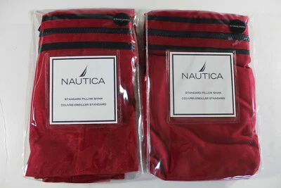 2 Lot Nautica J-Class Twill Standad Pillow Shams 100% Cotton W/ Zipper Accent - Image 1 of 4