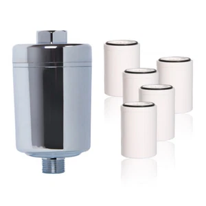 1 Duschfilter Chrom + 5 Wechselfilter Kalkfilter Allergie Reisefilter Chlor Rost - Bild 1 von 1