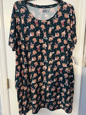 NEW! WOMEN'S Plus Jockey - Sleep/Lounge Sleep Gown - Holiday Sloths Size 3X - Image 1 of 4
