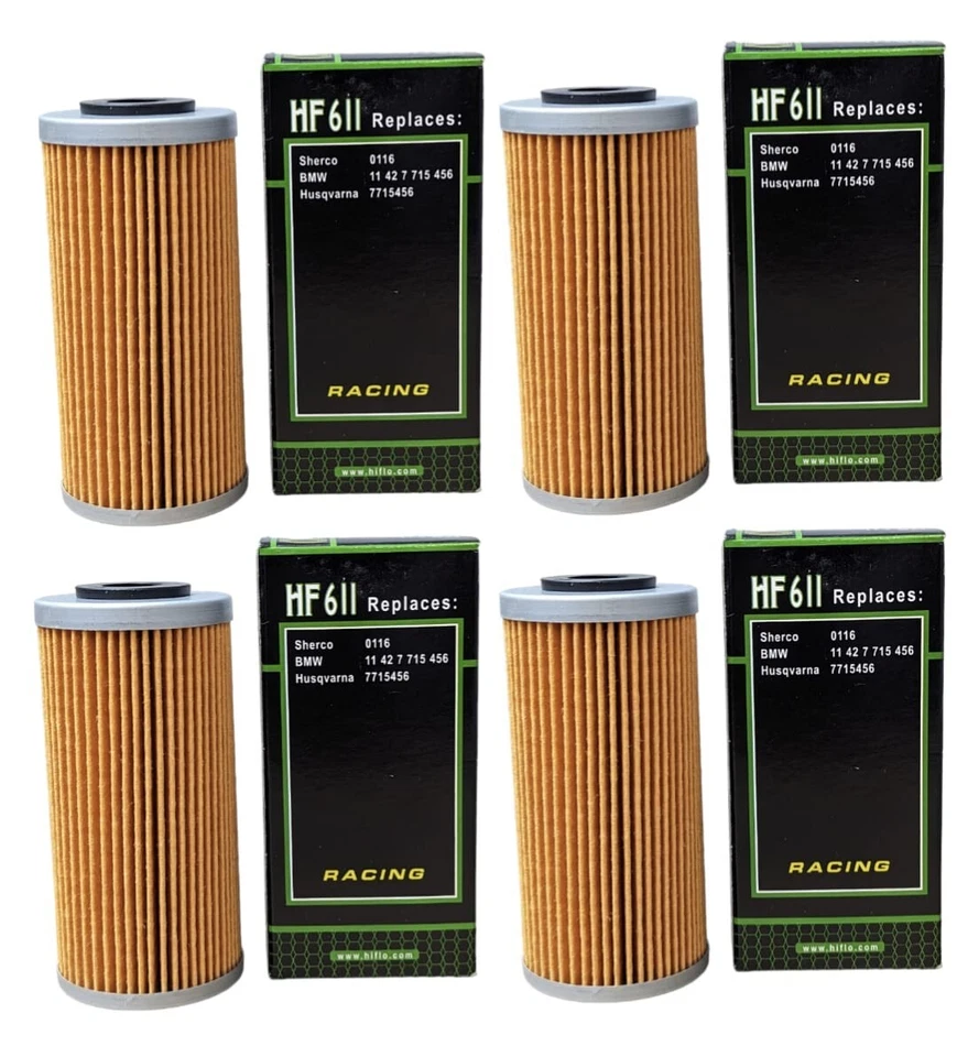Filtro de aceite Hiflofiltro Sherco 2014-2024 (4 filtros) HF611 reemplazar OEM 0116 Foto 1 de 1