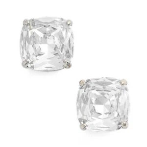 NWT KATE SPADE SQUARE STUD EARRINGS $38 CLEAR SILVER - Picture 1 of 6