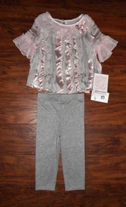 Bonnie Baby 2 piece light pink and gray legging outfit infant baby sz 12 months  - Picture 1 of 6