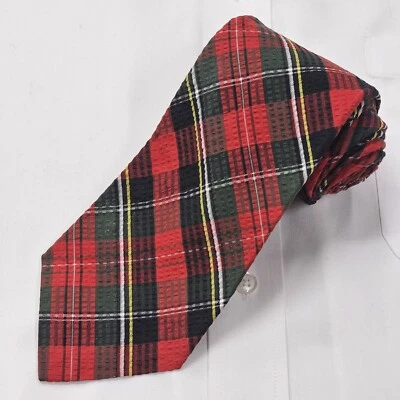 Corbata a Cuadros Polo Ralph Lauren Vintage Roja Verde EE. UU. 100 % Algodón Seersucker Foto 1 de 4