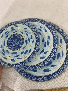 Temp-Tations by Tara heiße Platten blau alte Welt rund handbemalt Set (3) - Bild 1 von 7