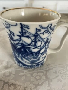 Sailing Ship~Cobalt 22K Gold Coffee/Tea Mug~Russian Imperial Lomonosov Porcelain - Picture 1 of 7