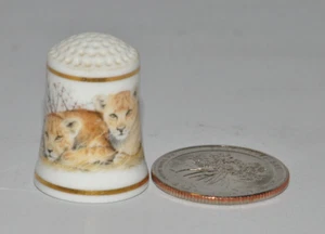 WWF WORLD WILDLIFE 1981 BONE CHINA Baby Lion Cub THIMBLE - Picture 1 of 6
