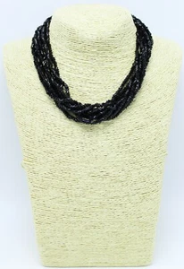 New Multi Strand Black Bohemian Glass Choker Necklace #BG4 - Picture 1 of 2