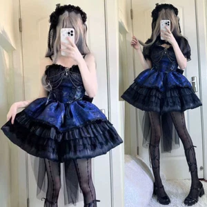 Lolita Girls JSK A-Line Ruffle Mini Dress Gothic Costume Coat Princess Japanese - Picture 1 of 14