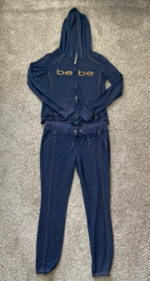 Conjunto de chándal vintage Y2K BEBE azul oscuro a juego, pequeño Foto 1 de 4