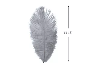 10 Pieces - 11-13" Silver Gray Bleached & Dyed Ostrich Drabs Feathers Costume - Picture 1 of 8