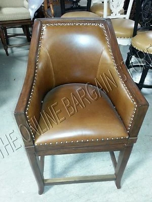 Puerta delantera Sheldon ALTURA DEL MOSTRADOR Silla de bar de mimbre Taburete de bar Cuero Pasto marino 24" Foto 1 de 2