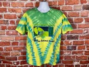 reworked vintage Tie Dye Reebok 4 Star Summer Camps Tennis shirt - sz XL grunge - Picture 1 of 6