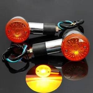 Paar Motorcycle Turn Signals Blinker Light Black Amber For Yamaha Kawasaki Honda - Picture 1 of 6