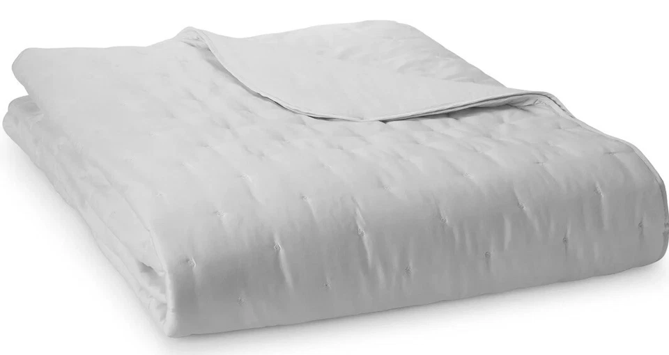 Yves Delorme Triomphe Quilted Full / Queen Coverlet Silver Preowned W/defects - Image 1 of 4