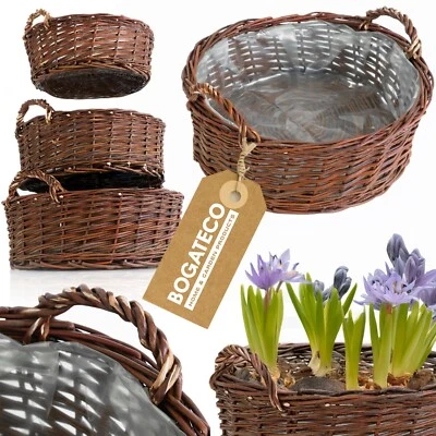 Blumentopf aus Korbgeflecht Handgefertigter Blumentopf-Übertopf aus Weide runder - Bild 1 von 4