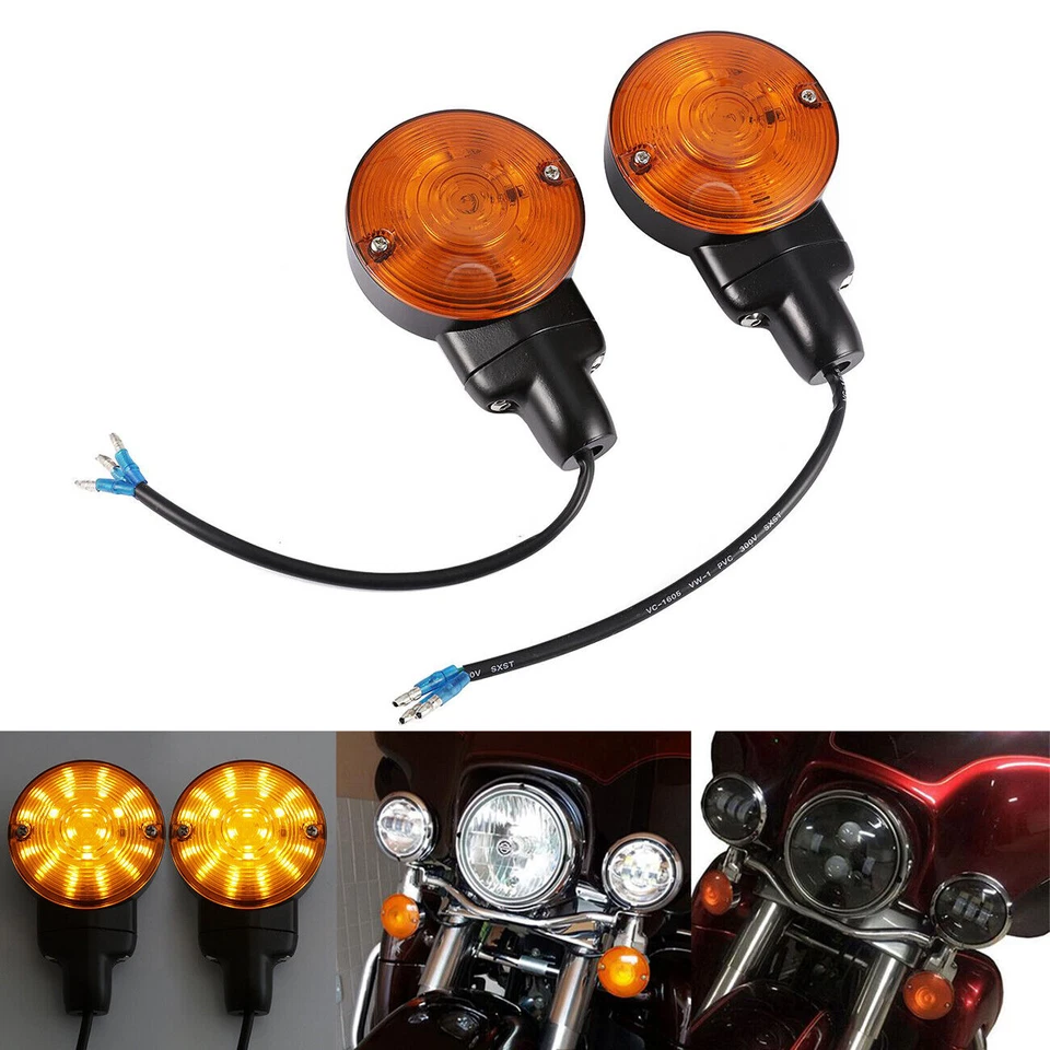 Luz de señal de giro LED plana negra para motocicleta para Harley Dyna Foto 1 de 4