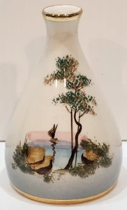 4" Fine China Bud Vase Hand Painted Nature Scene Made in Italy No 323 - Picture 1 of 13